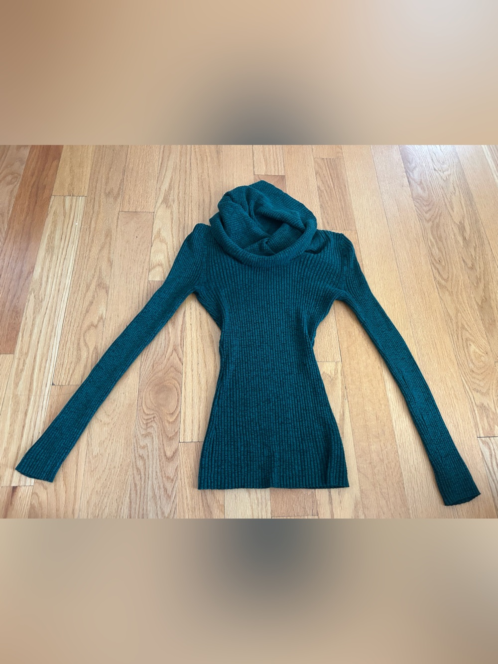 Women's Teal Ribbed Cowl Neck Sweater Size Small